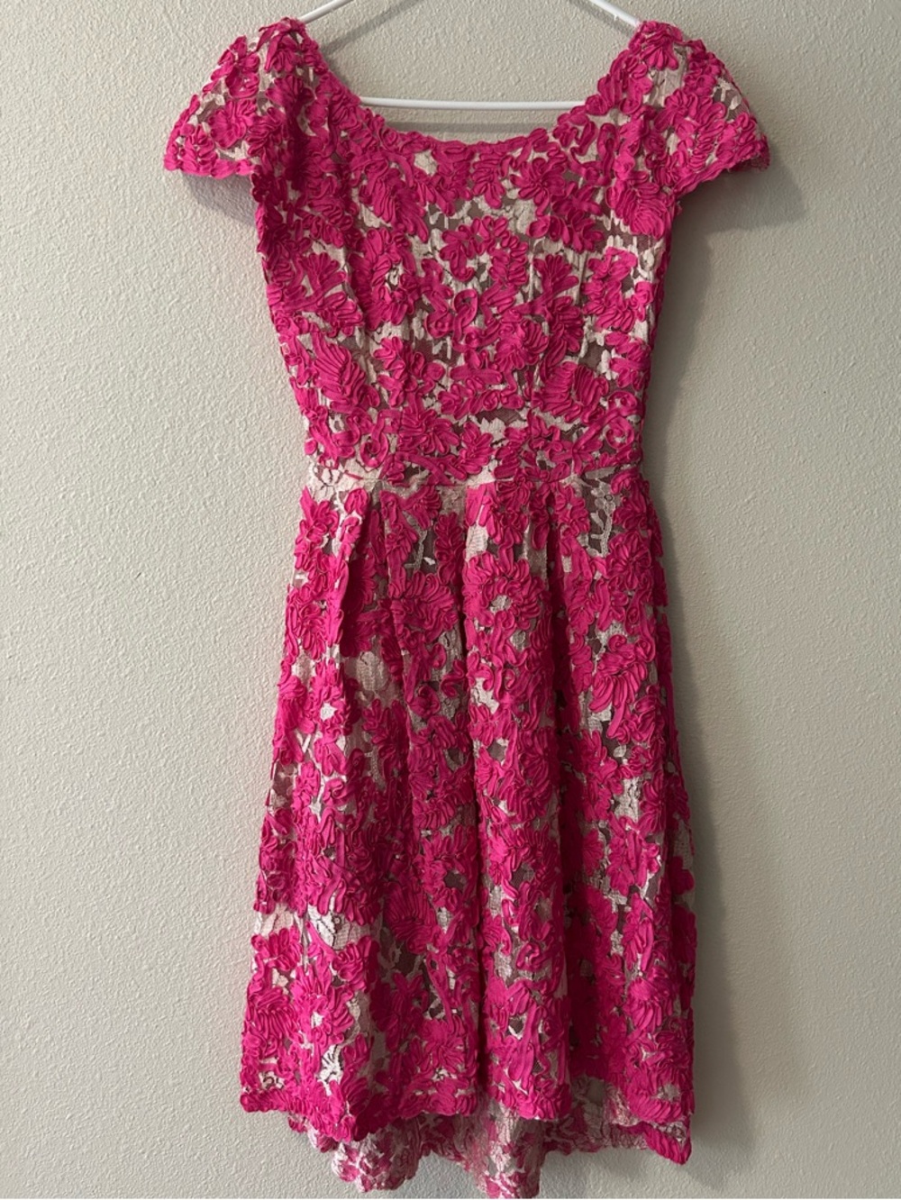 Yoana Baraschi Pink Lace Fit-and-Flare Homecoming Dress Anthropologie 0 - Picture 3 of 8